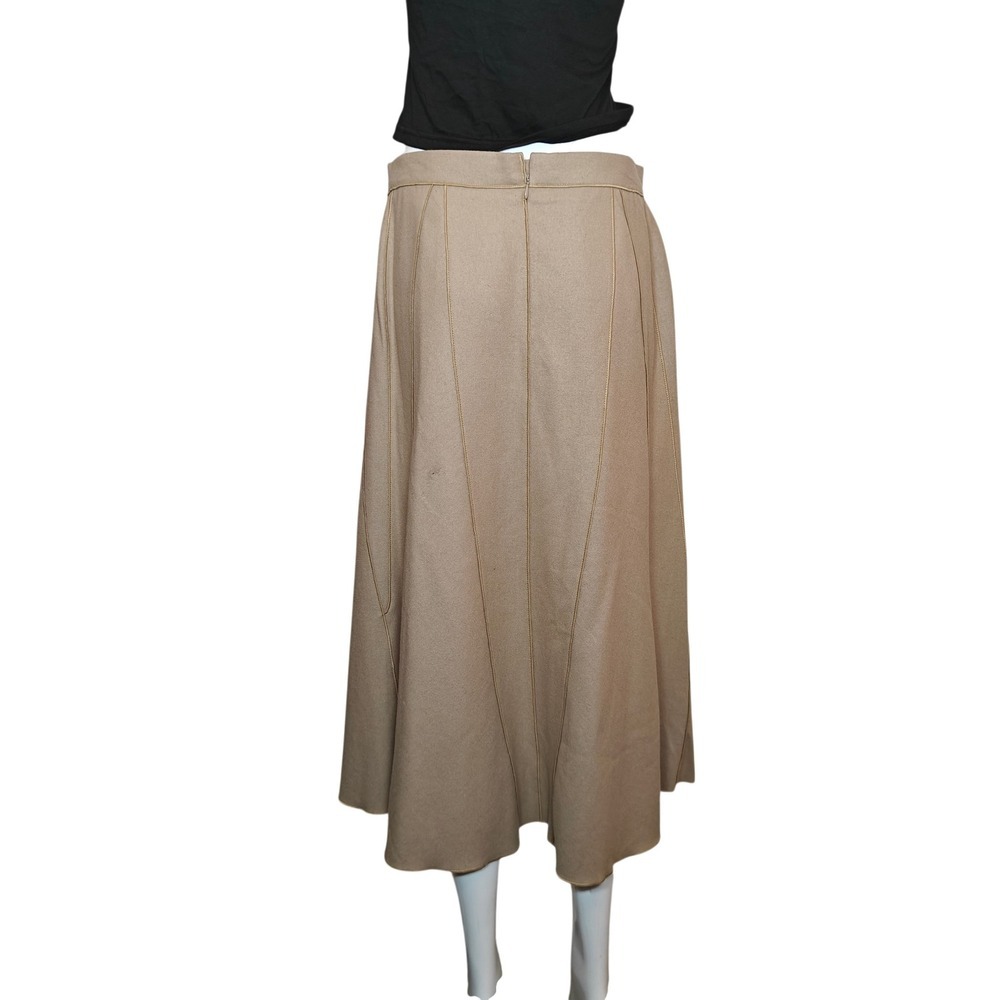 Harve Benard by Benard Holtzman Camel Wool Blend Panelled Midi Skirt Womens 14